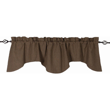 Newbury Gingham Scalloped Valance Black Oat Lined VS670011 - The Fox Decor